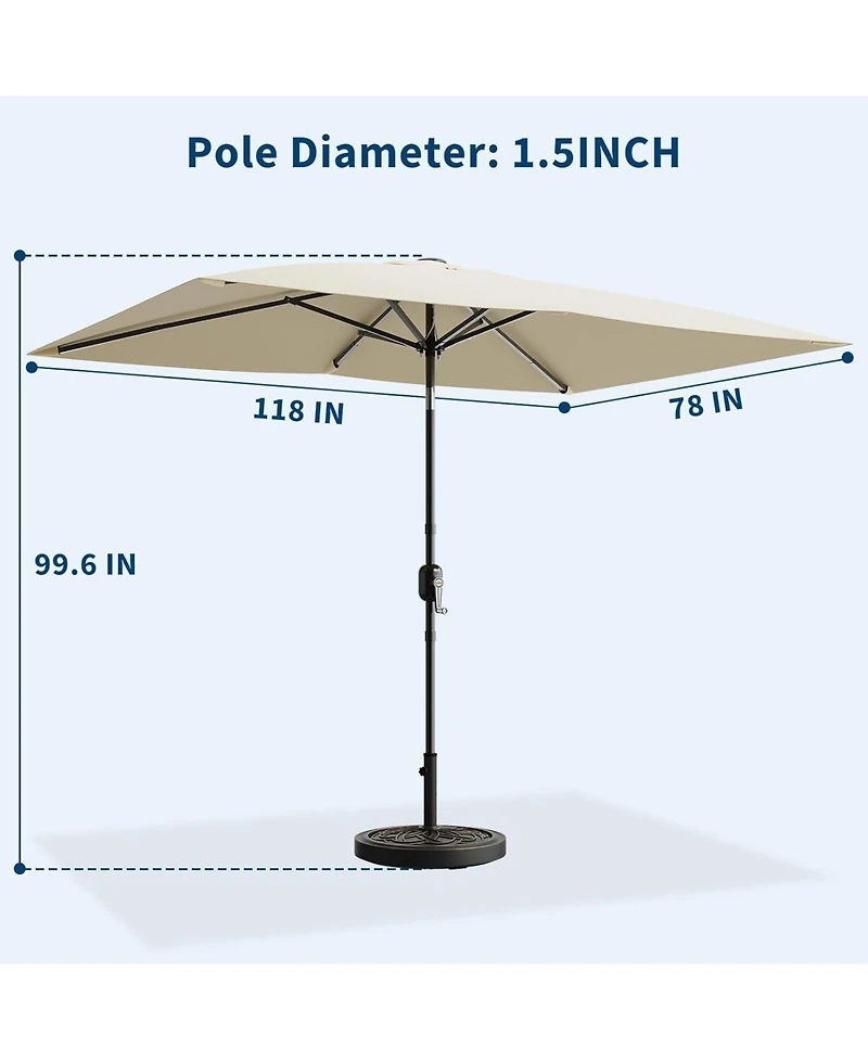 gaomon Solar Patio Umbrella with Crank and Push Button Tilt for Garden, Deck, Lawn, Pool (No Base)