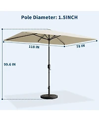 gaomon Solar Patio Umbrella with Crank and Push Button Tilt for Garden, Deck, Lawn, Pool (No Base)