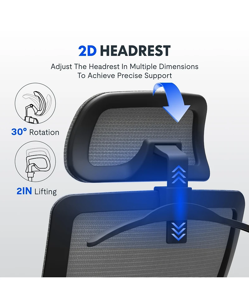 FlexiSpot C3FM Ergonomic Office Chair with Foam Seat and Mesh Back, Adjustable Headrest and Lumbar Support, Swivel Desk Chair for Home Office -