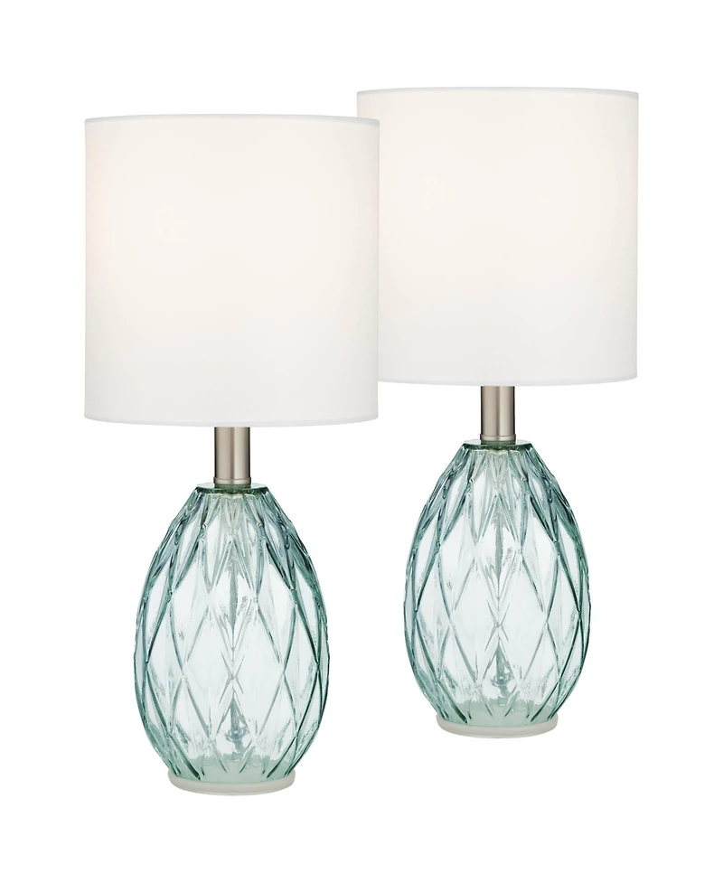 360 Lighting Rita 14 3/4" High Small Modern Accent Table Lamps Set of 2 WiFi Smart Socket Glass Living Room Bedroom