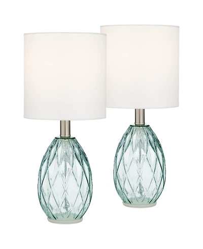 360 Lighting Rita 14 3/4" High Small Modern Accent Table Lamps Set of 2 WiFi Smart Socket Glass Living Room Bedroom