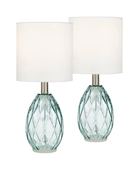 360 Lighting Rita 14 3/4" High Small Modern Accent Table Lamps Set of 2 WiFi Smart Socket Glass Living Room Bedroom