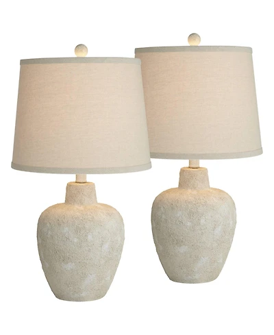 360 Lighting Romeo 23 1/2" High Jar Farmhouse Rustic Accent Table Lamps Set of 2 Distressed Earth Tone Finish Living Room