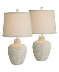 360 Lighting Romeo 23 1/2" High Jar Farmhouse Rustic Accent Table Lamps Set of 2 Distressed Earth Tone Finish Living Room
