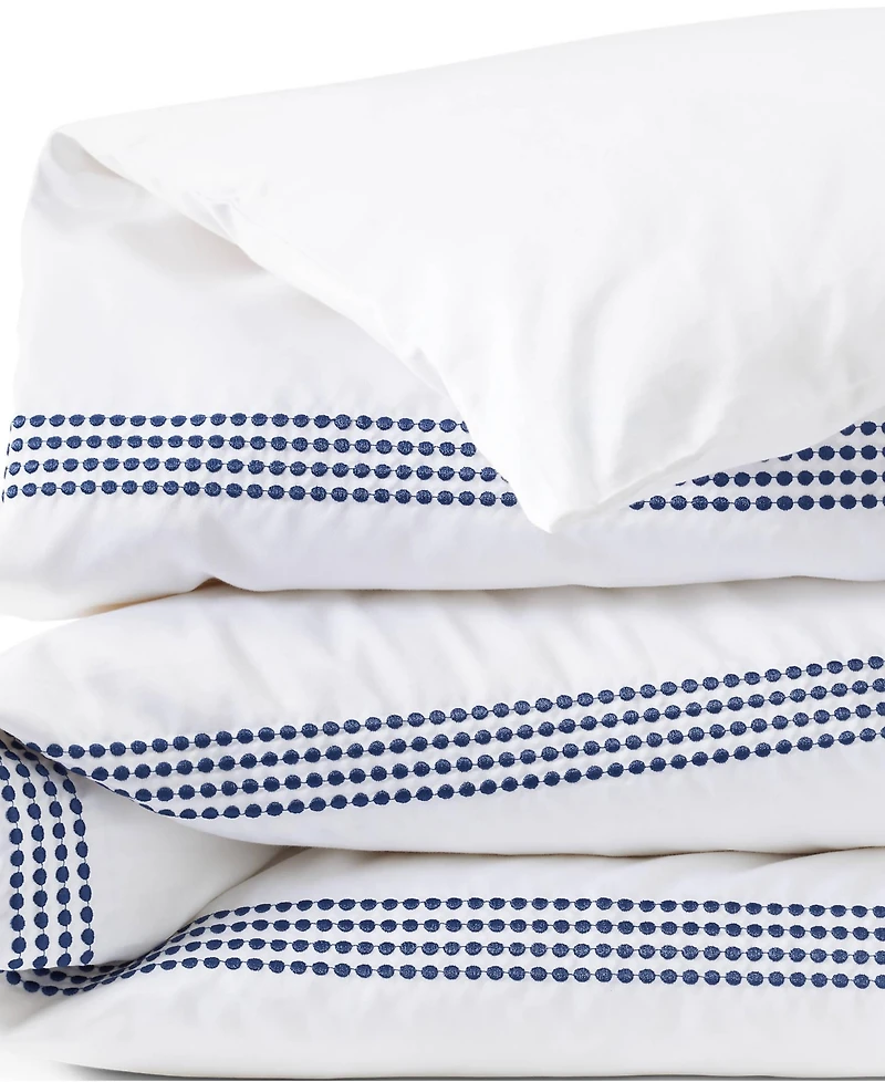 Lands' End 400 Thread Count Premium Supima Cotton No Iron Sateen Embroidered Duvet Bed Cover