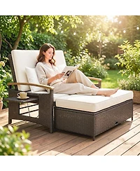 Outsunny Rat Outdoor Daybed w/4-Level Adjustable Backrest,