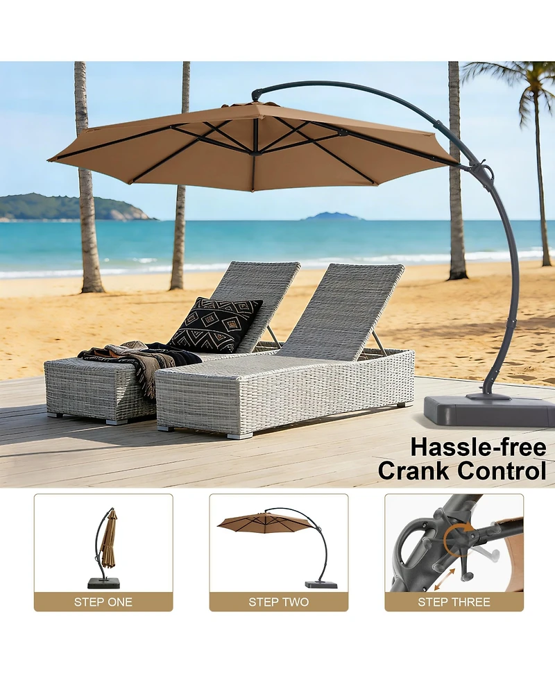 Decksplore Cantilever Patio Umbrella Sun Umbrella Backyard Umbrella with Base
