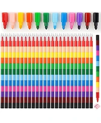 Gnuadz Stackable Buildable Crayons Diy Rainbow Pencils 24pcs