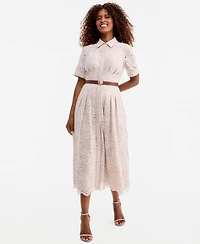 Anne Klein Women's Floral Lace Belted Shirtdress