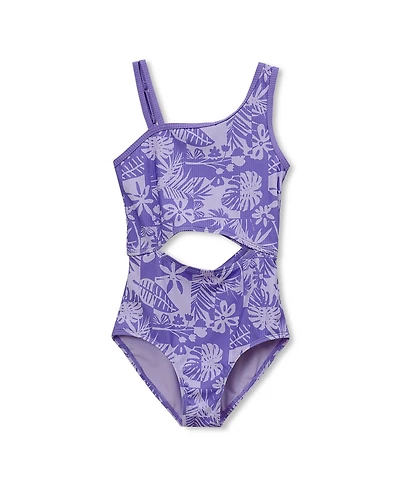 Lands' End Girls Chlorine Resistant Asymmetrical One Piece Swimsuit