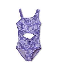 Lands' End Girls Chlorine Resistant Asymmetrical One Piece Swimsuit