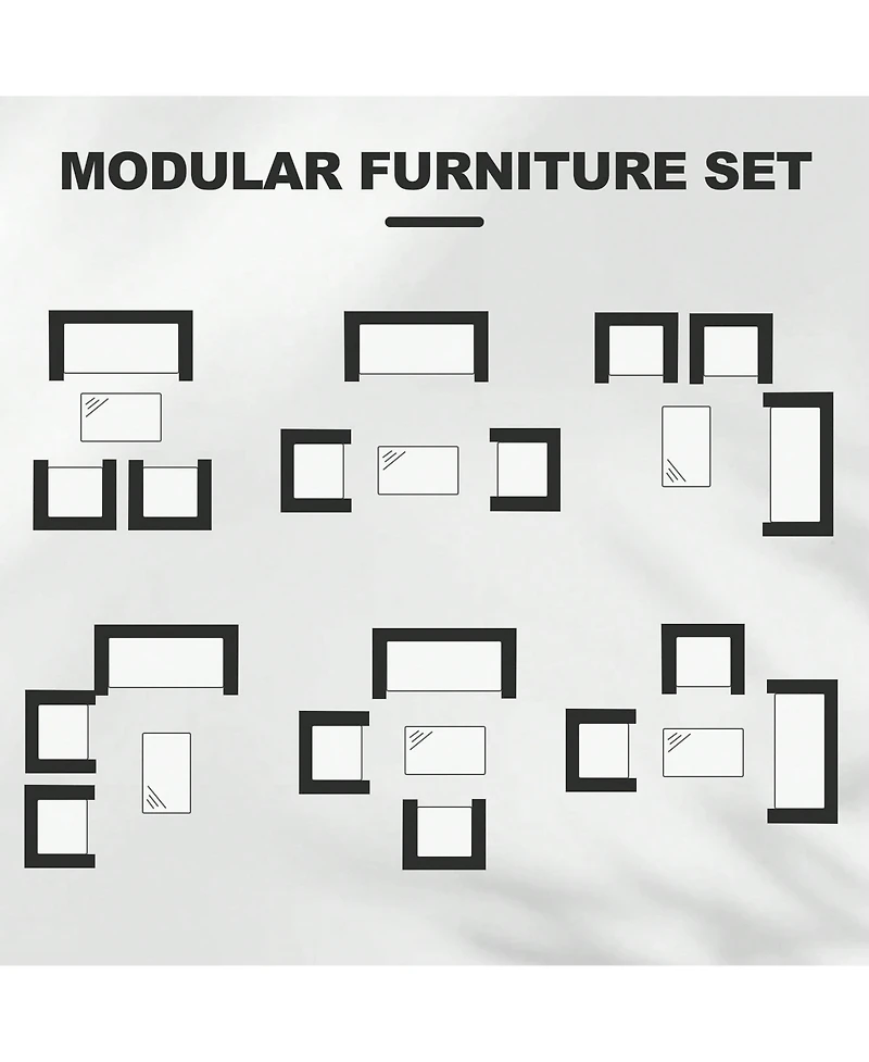 GarveeLife 4 Piece Outdoor Pe Rattan Conversation Set with Cushions and Tempered Glass Table, Loveseat plus 2 Chairs