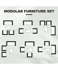 GarveeLife 4 Piece Outdoor Pe Rattan Conversation Set with Cushions and Tempered Glass Table, Loveseat plus 2 Chairs