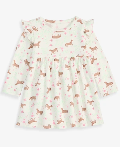 First Impressions Baby Girls' 0M-24M Long-Sleeve Horses-Print Dress, Macy's Exclusive