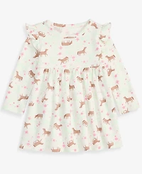 First Impressions Baby Girls' 0M-24M Long-Sleeve Horses-Print Dress, Macy's Exclusive