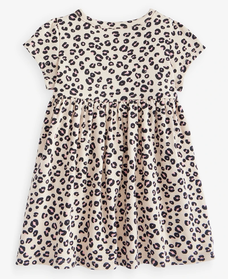 First Impressions Baby Girls' 0M-24M Short-Sleeve Leopard-Print Cotton Dress, Macy's Exclusive