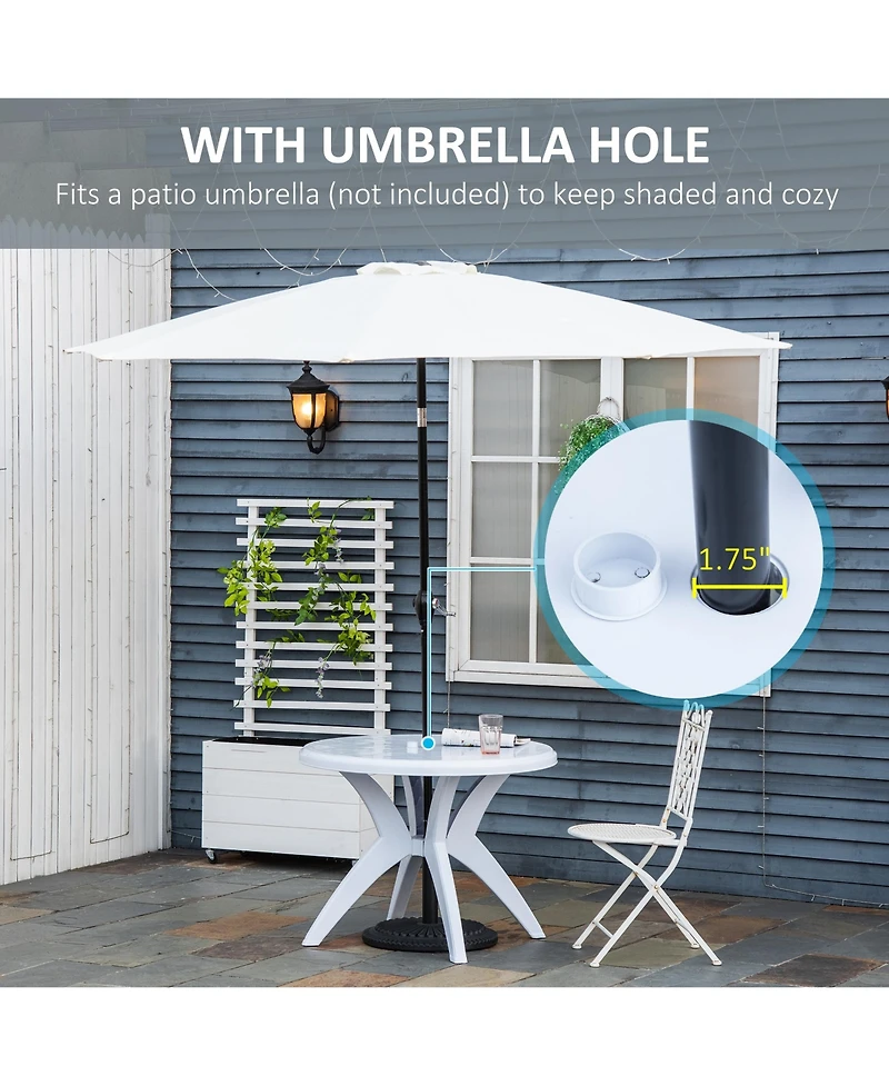 flynama 36.25" Round Plastic Patio Table with Umbrella Hole