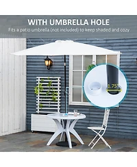 flynama 36.25" Round Plastic Patio Table with Umbrella Hole
