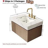 Sillysis Wall Mounted Bathroom Vanity, Carrara Sintered Stone Top, 3-Hole Ceramic Sink, Soft Close Cabinet