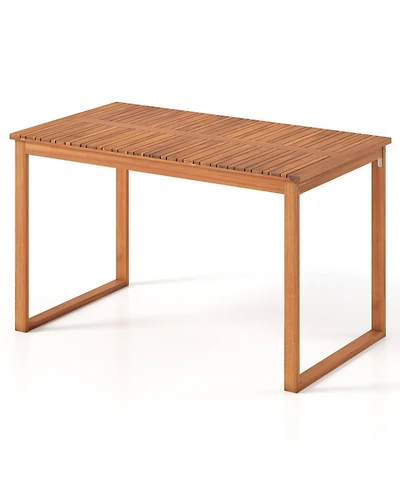 Sugift Acacia Wood Outdoor Dining Table with Slatted Tabletop for Garden
