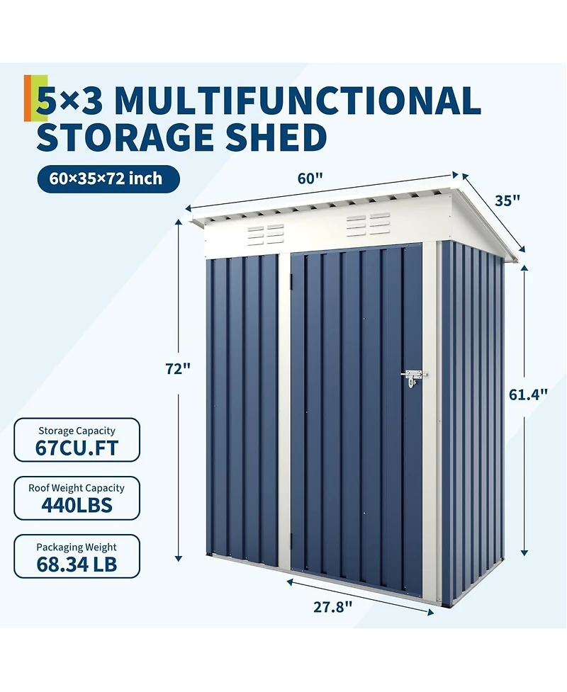 gaomon Storage Shed Metal Tool Garden Shed for Garden, Backyard, Patio