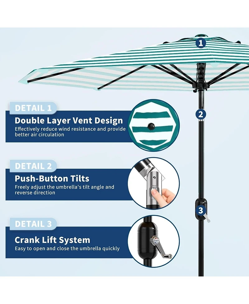 gaomon Outdoor Stripe Outdoor Patio Umbrella, Uv Protection Waterproof for Pool Deck Yard