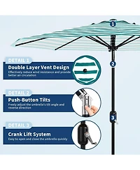 gaomon Outdoor Stripe Outdoor Patio Umbrella, Uv Protection Waterproof for Pool Deck Yard