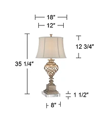 Barnes and Ivy Luke Traditional Table Lamp with Square Riser 35 1/4" Tall Mercury Glass Silver Led Nightlight Off White Shade for Bedroom Living Room