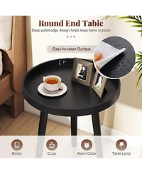 Gymax Round Side Table Sofa Coffee End Accent Table Nightstand Home Furniture