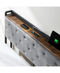 gaomon Queen Size Bed Frame with 4 Storage Drawers and Charging Station, Upholstered Bed Frame with Storage Headboard
