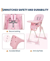 gaomon Baby High Chair, Foldable Feeding Chairs for Babies and Toddlers, Adjustable Height/Backrest/Footrest, Removable Tray, Fast Folding