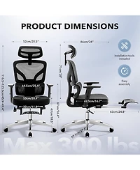 gaomon Office Chair Ergonomic Desk Chair,Home Mesh Chair with Adjustable Footrest Lumbar Support,High-Back Computer Gaming Chair