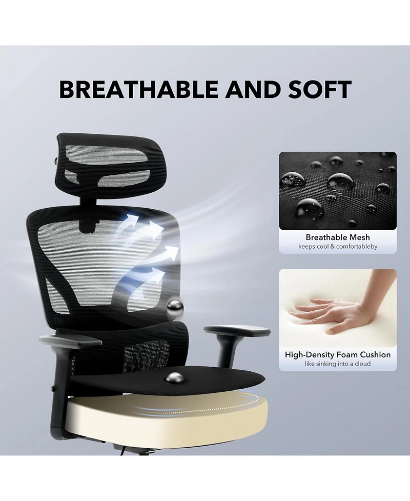 gaomon Ergonomic Desk Chair,Home Mesh Office Desk Chair with Adjustable Lumbar Support,High-Back Computer Gaming Chair with Headrest 3D Armrests