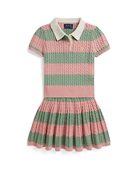 Polo Ralph Lauren Girls' 2T-6X Striped Short-Sleeve Sweater and Skirt, 2-Piece Set