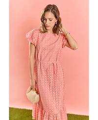 English Factory Women's Eyelet Midi Dress