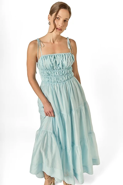 English Factory Women's Smocked Sleeveless Maxi Dress