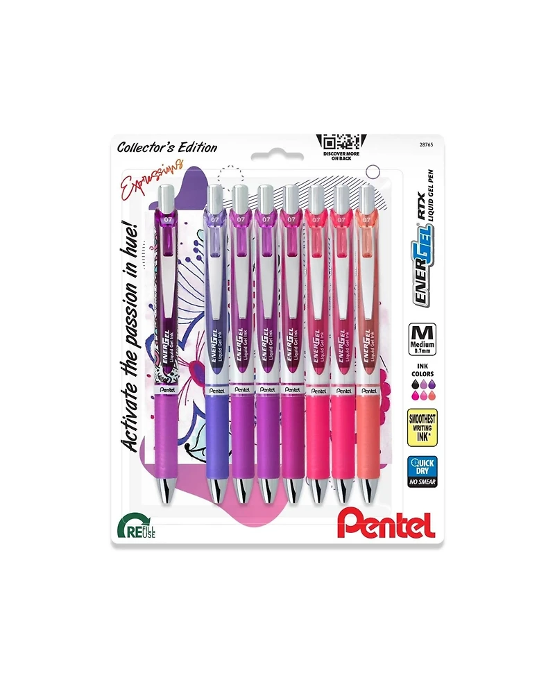 Pentel EnerGel Expressions .7mm Medium Passion Mix 8pk