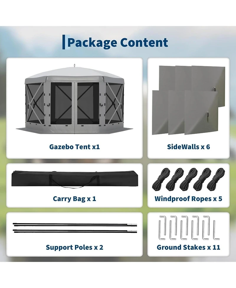 gaomon 11.8FT Collapsible Gazebo Tent with 6 Removable Wind Panels for Outdoor Events, Camping, Patio, Backyard