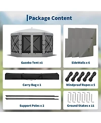 gaomon 11.8FT Collapsible Gazebo Tent with 6 Removable Wind Panels for Outdoor Events, Camping, Patio, Backyard