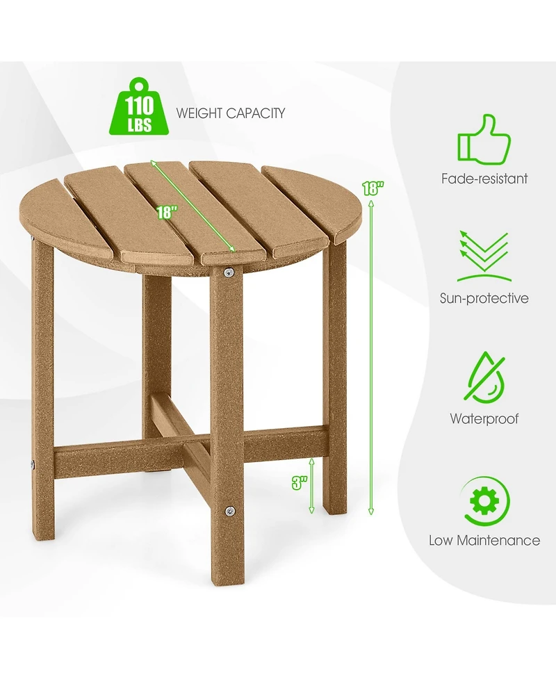 Gymax 2PCS 18''Adirondack Side Table Weather Resistant Hdpe Garden Patio