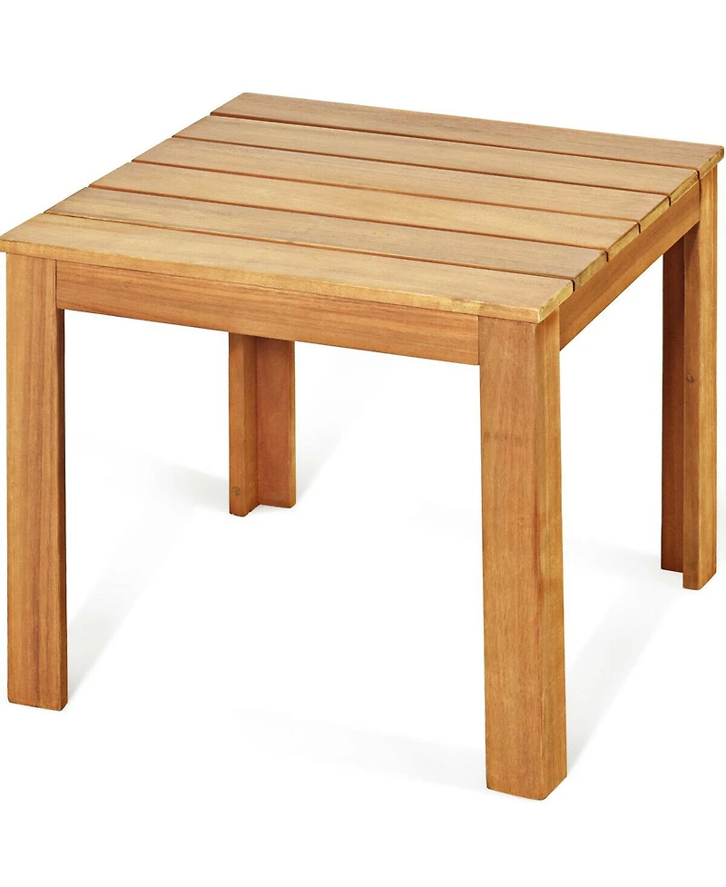 Gymax 2PCS Wooden Square Side End Table Patio Coffee Bistro Table Indoor Outdoor