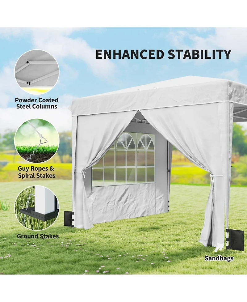 Outsunny 10 x 10 ft Pop Up Canopy Tent with Sides, UPF50+ Inst Canopy