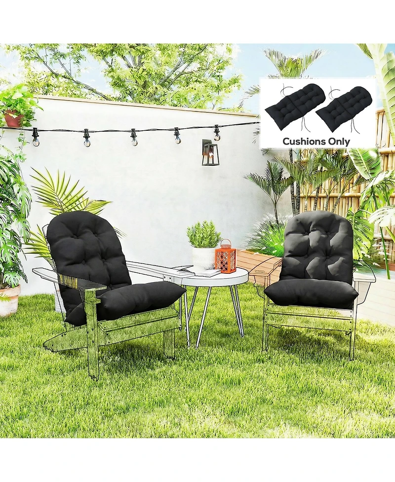 Outsunny 2 Pcs Adirondack Cushions, Tufted High Back Patio Chair Cushions
