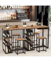 Slickblue Compact 3 Piece Bar Table Set with 2 Bar Stools for Dining Area