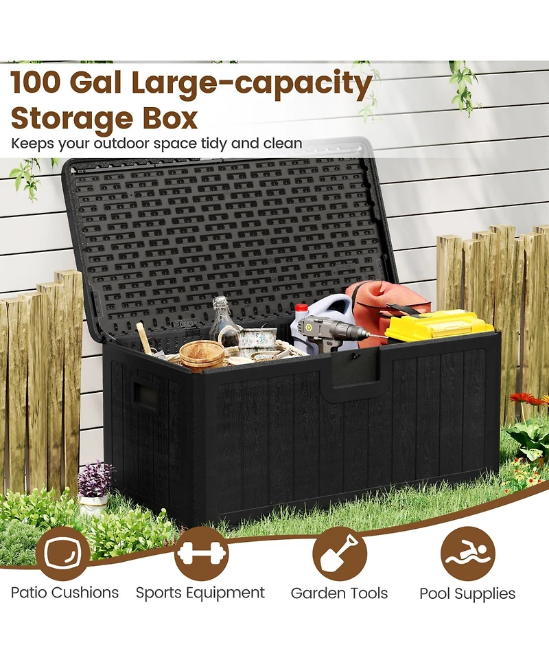 Sugift 100 Gallon Deck Storage Box with Lockable Lid for Patio