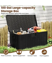 Sugift 100 Gallon Deck Storage Box with Lockable Lid for Patio