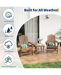 GarveeLife Hdpe Adirondack Chair Set of 2, Durable Wood Grain Outdoor Patio Lounge Chairs for Garden, Deck, Backyard, Poolside
