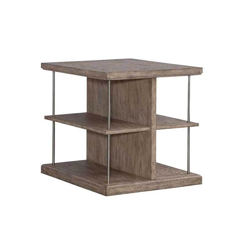 Liberty Furniture Industries, Inc. City Scape Metal Accent Oak Wood End Table for Living Room