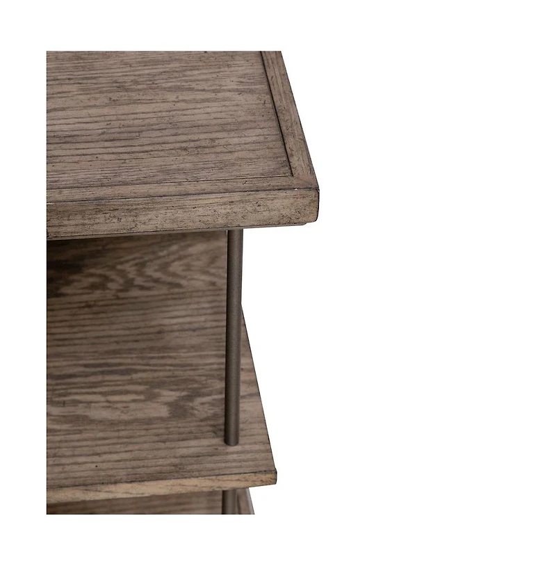 Liberty Furniture Industries, Inc. City Scape Metal Accent Oak Wood Chair Side Table for Living Room