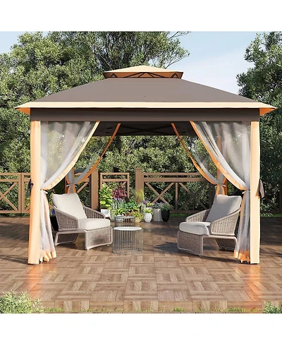 gaomon 11x11ft Outdoor Canopy Shelter Pop Up Gazebo Tent with Mosquito Netting